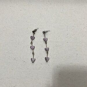 purple hearts dangly earrings